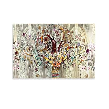 巨大 クリムト 生命の木 抽象画 Tree of Life キャンバス 夕暮れ Amazon.co.jp: 有名なグスタフクリムトの生命の木抽象的な